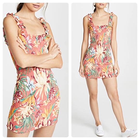 Farm Rio Lotus Floral Mini Dress In Floral Iza - Picture 1 of 12